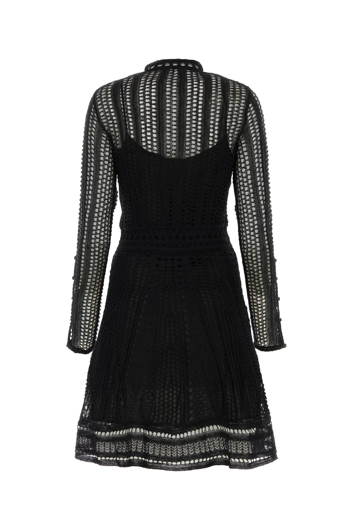 Chloé Mini abito in misto lino nero, view 2