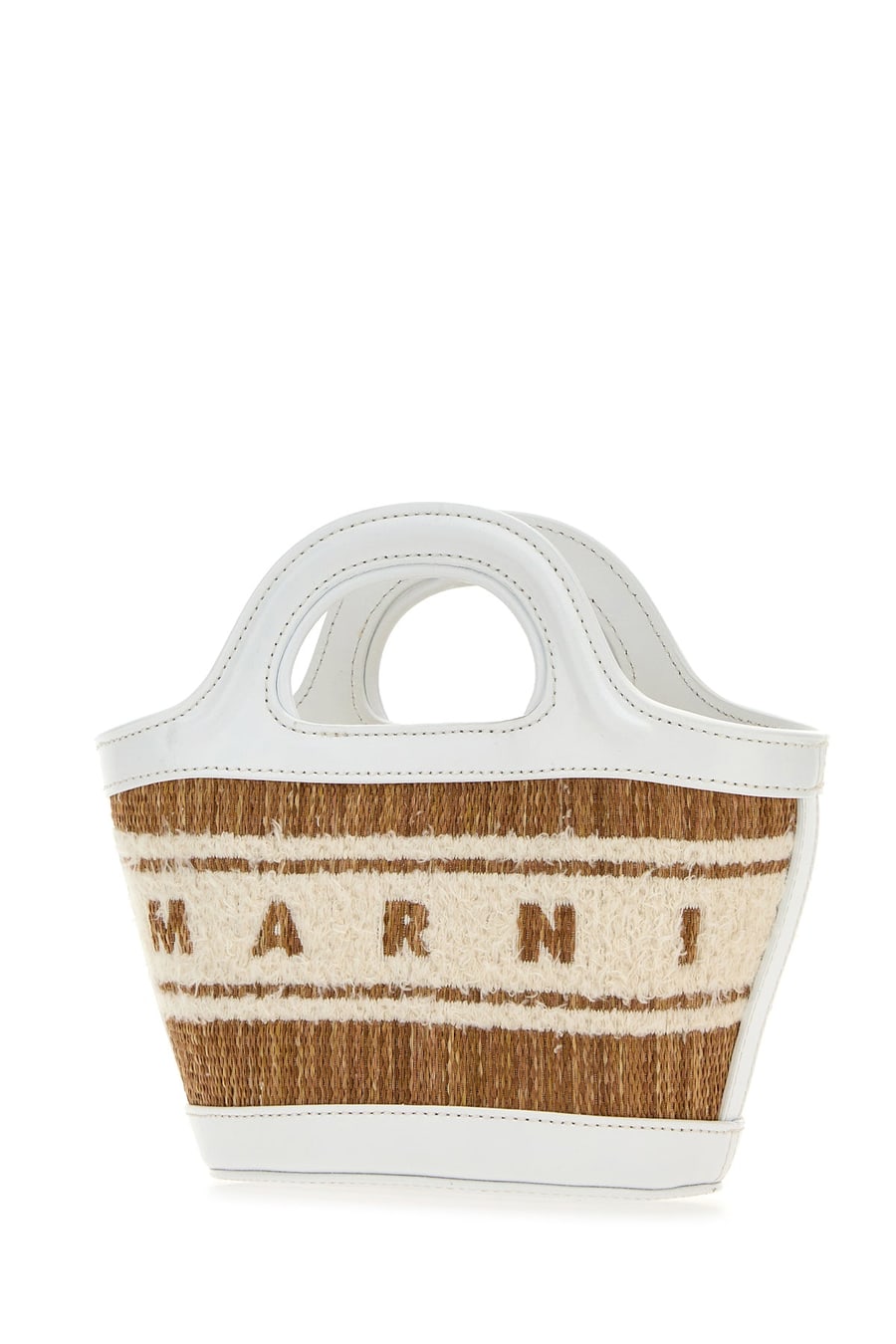 Marni Borsa a mano Tropicalia Summer micro bicolor in rafia e pelle, view 2
