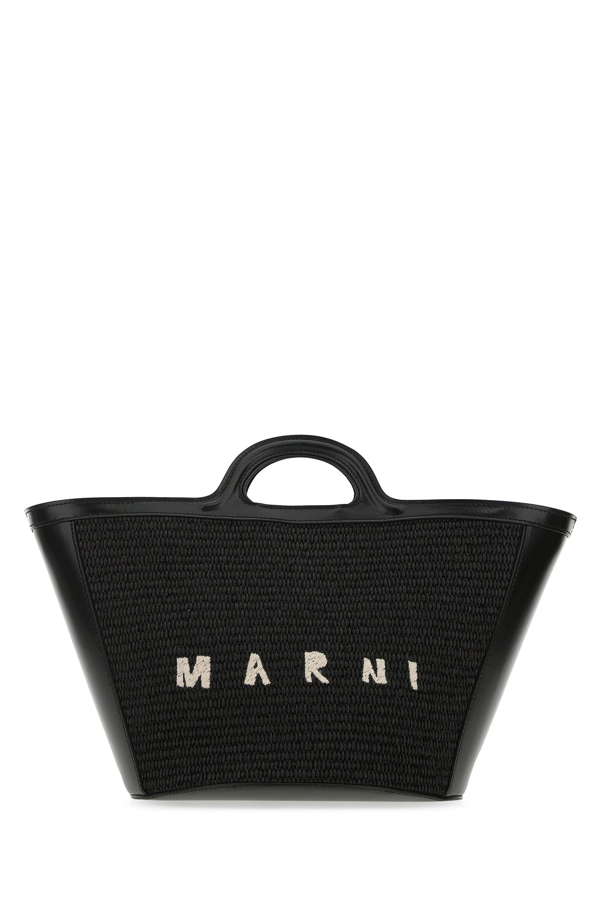 Marni Borsa a mano Tropicalia Summer piccola nera in pelle e rafia