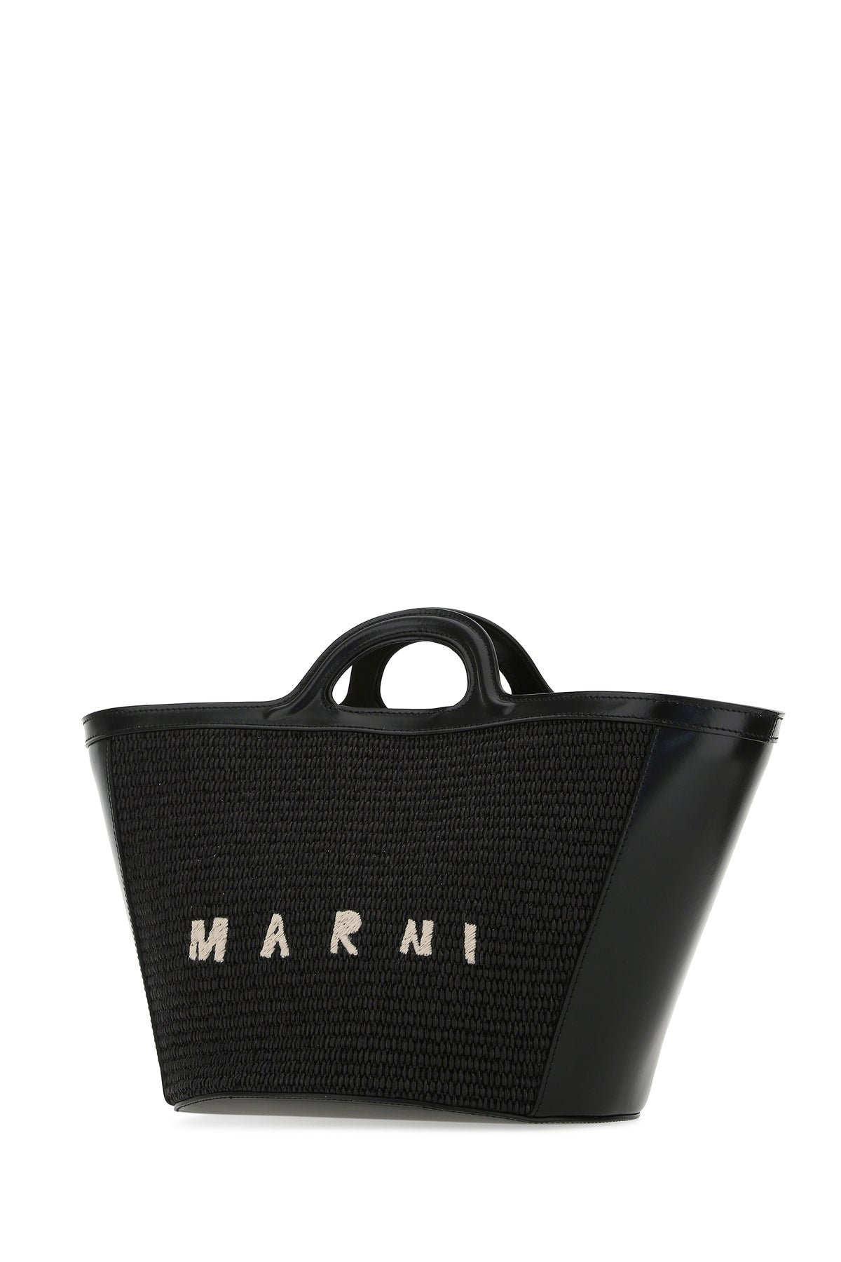 Marni Borsa a mano Tropicalia Summer piccola nera in pelle e rafia, view 2