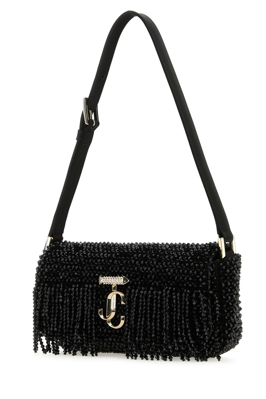 Jimmy Choo Borsa a spalla Avenue mini in raso nero, view 2