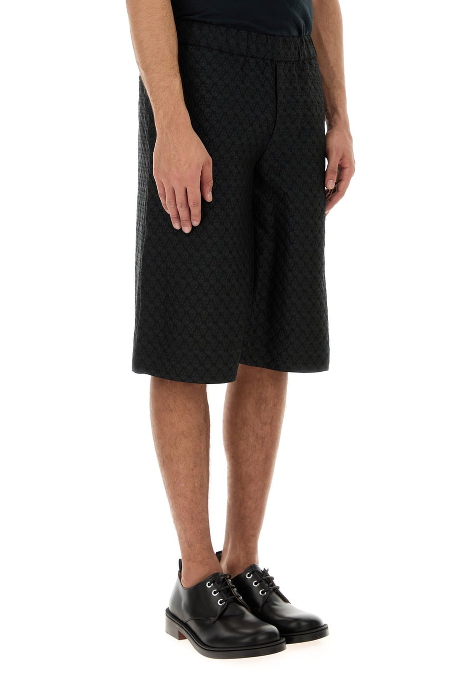 Alexander McQueen Bermuda in misto viscosa nera, view 3