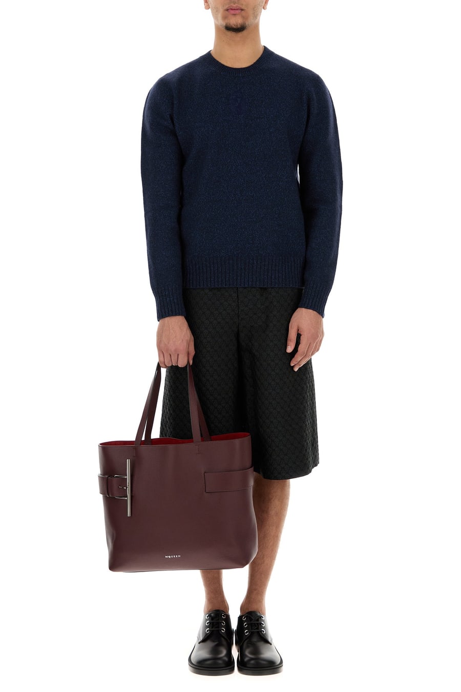 Alexander McQueen Bermuda in misto viscosa nera, view 6