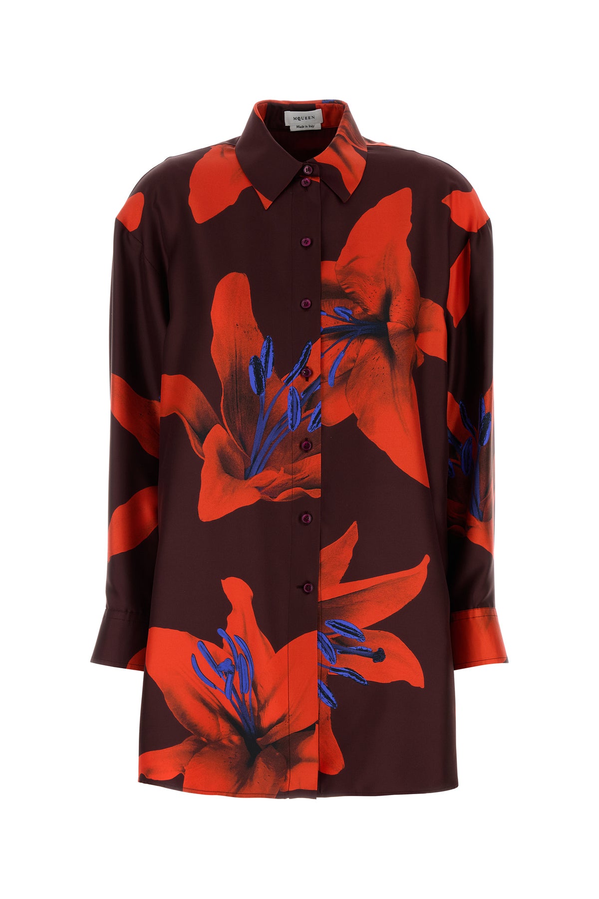 Alexander McQueen Camicia oversize in raso stampato