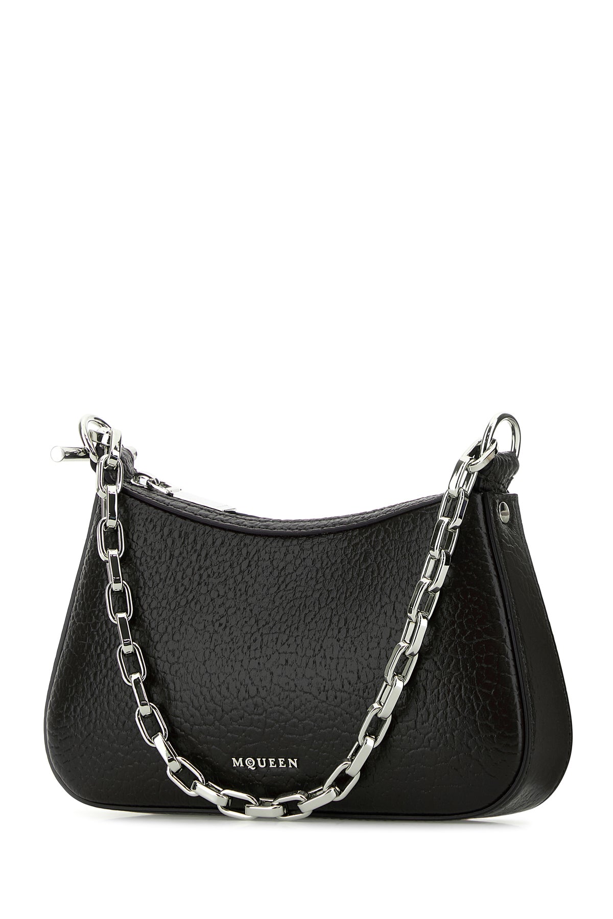 Alexander McQueen Borsa a mano T-Bar mini in pelle nera, view 2