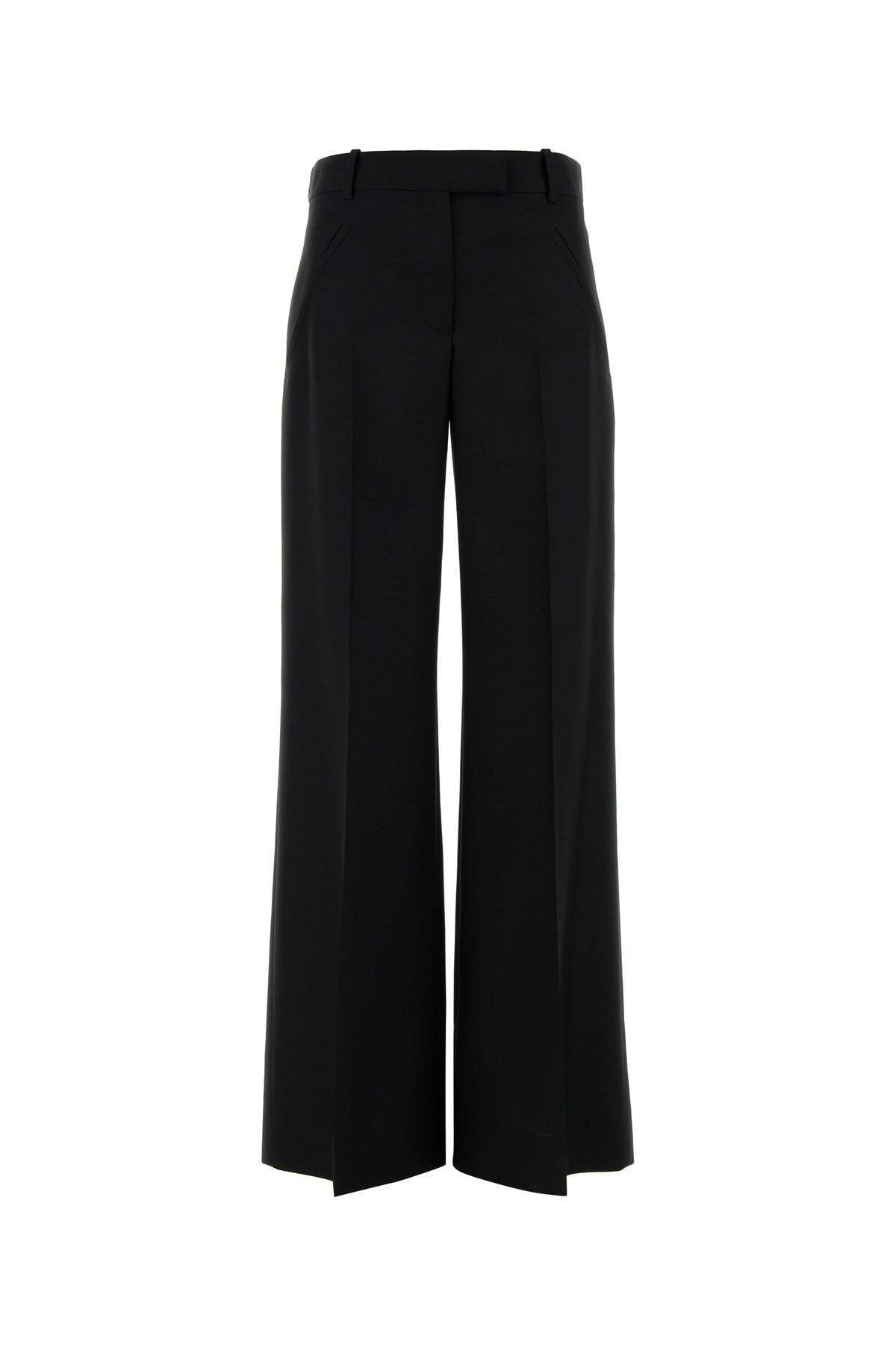 Alexander McQueen Pantalone dalla gamba ampia in misto lana nera