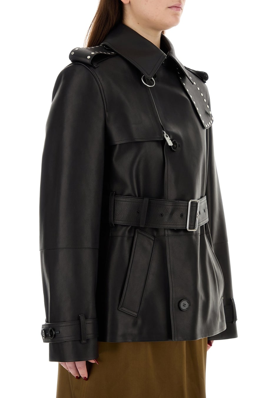 Burberry Giacca in pelle nera, view 3