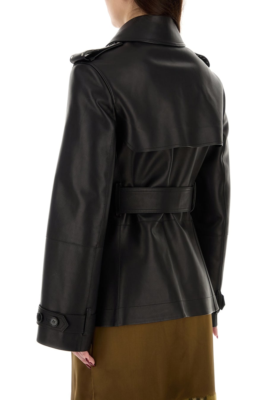 Burberry Giacca in pelle nera, view 4