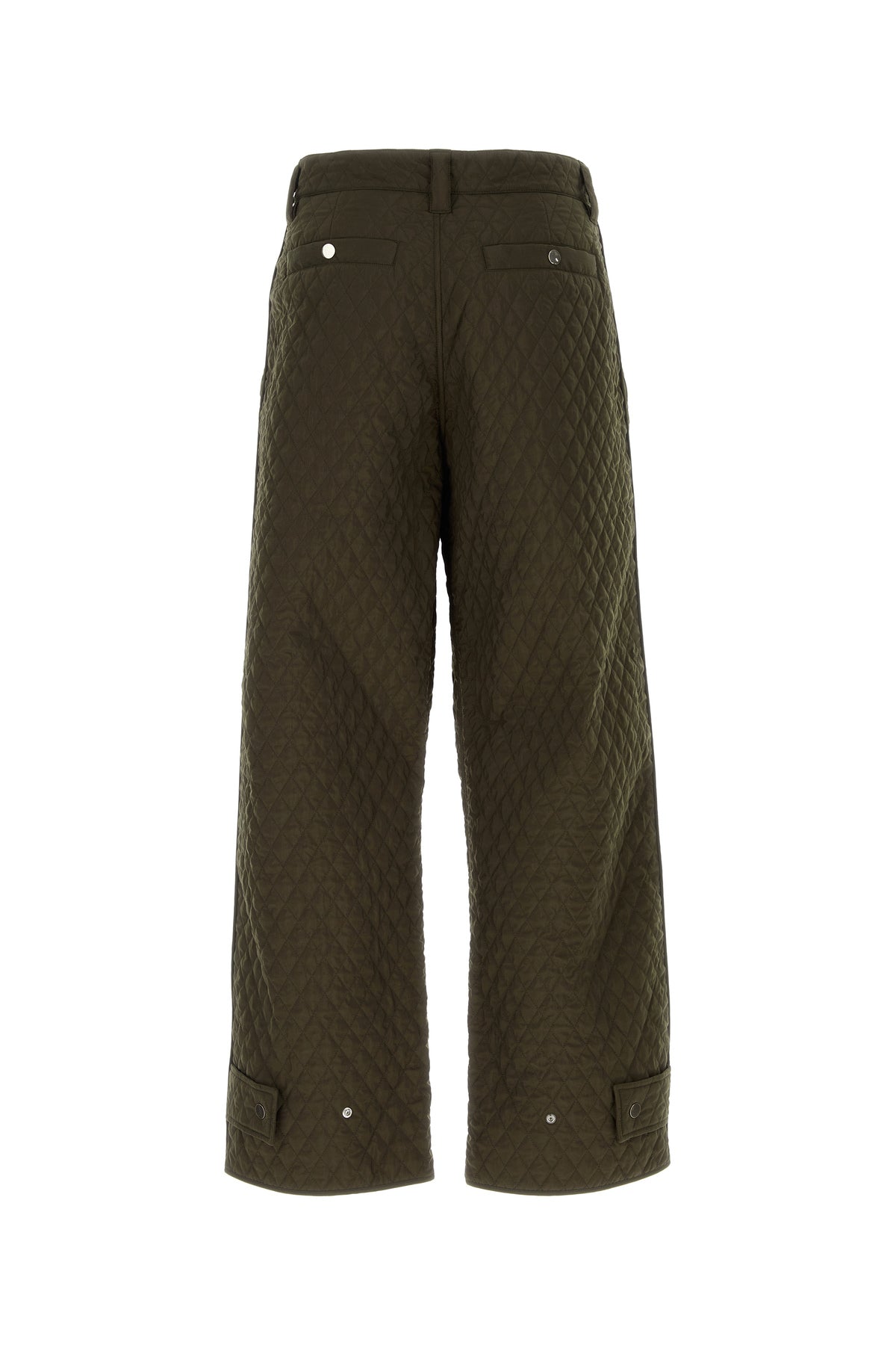 Burberry Pantalone in nylon verde militare, view 2