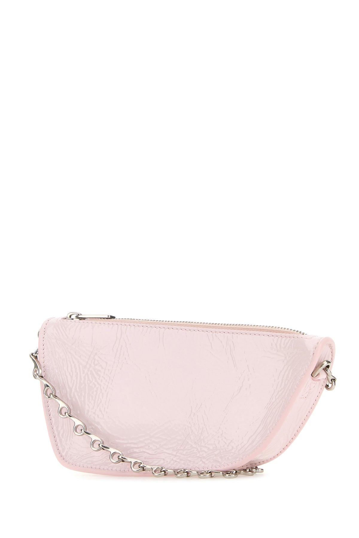 Burberry Borsa a spalla Shield micro in pelle rosa pastello, view 2