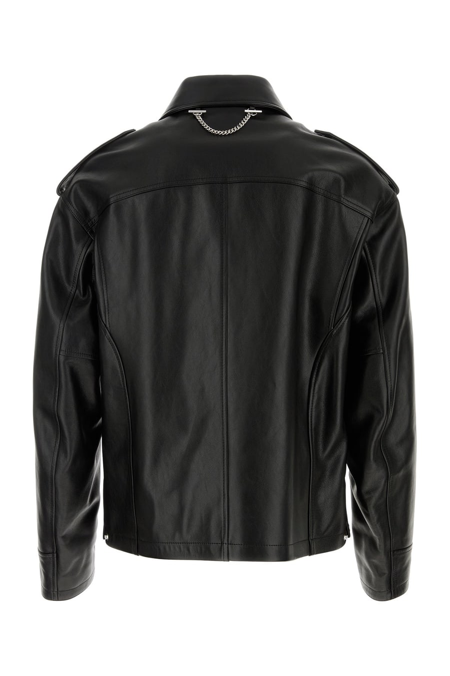 Alexander McQueen Giacca in pelle nera, view 2
