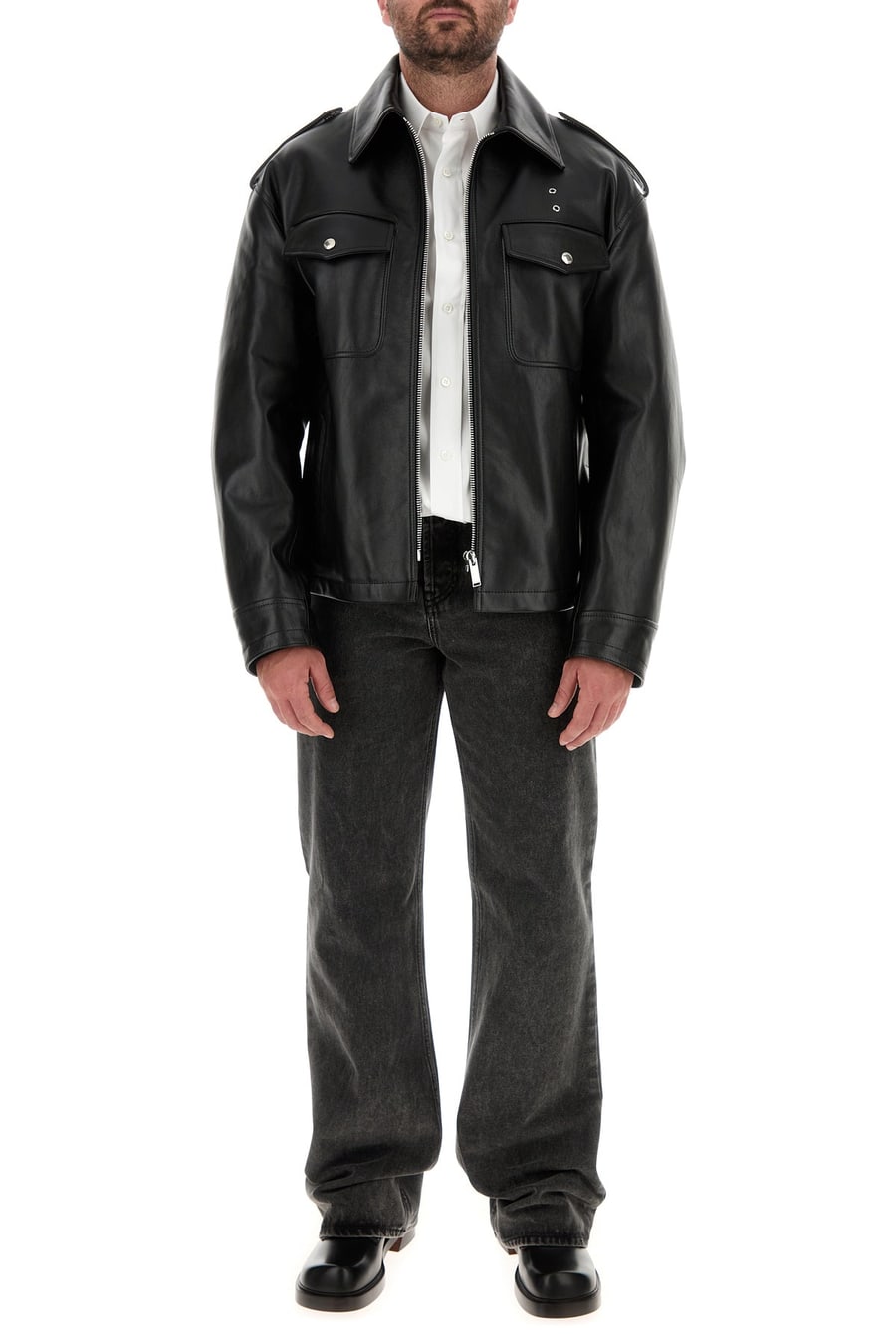 Alexander McQueen Giacca in pelle nera, view 6
