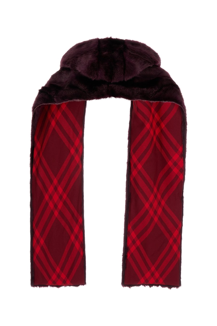 Burberry Sciarpa in eco pelliccia viola, view 2