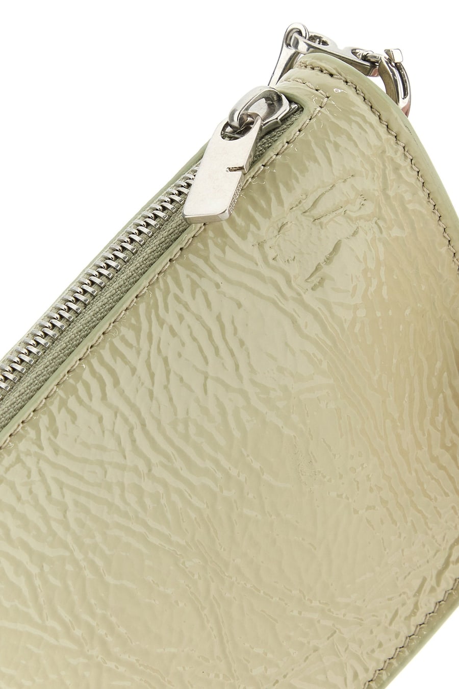 Burberry Borsa a tracolla Shield micro in pelle verde pastello, view 4