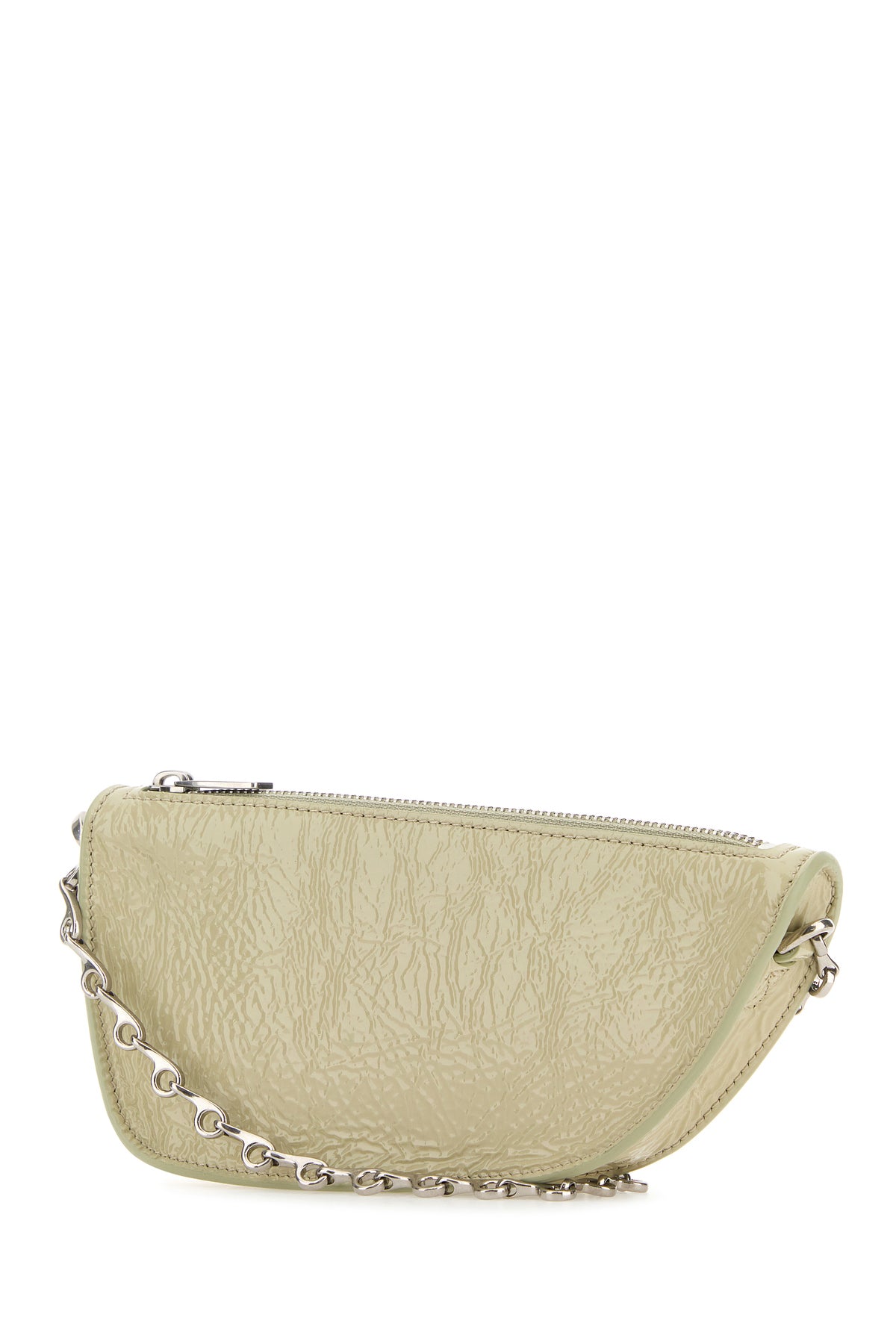 Burberry Borsa a tracolla Shield micro in pelle verde pastello, view 2