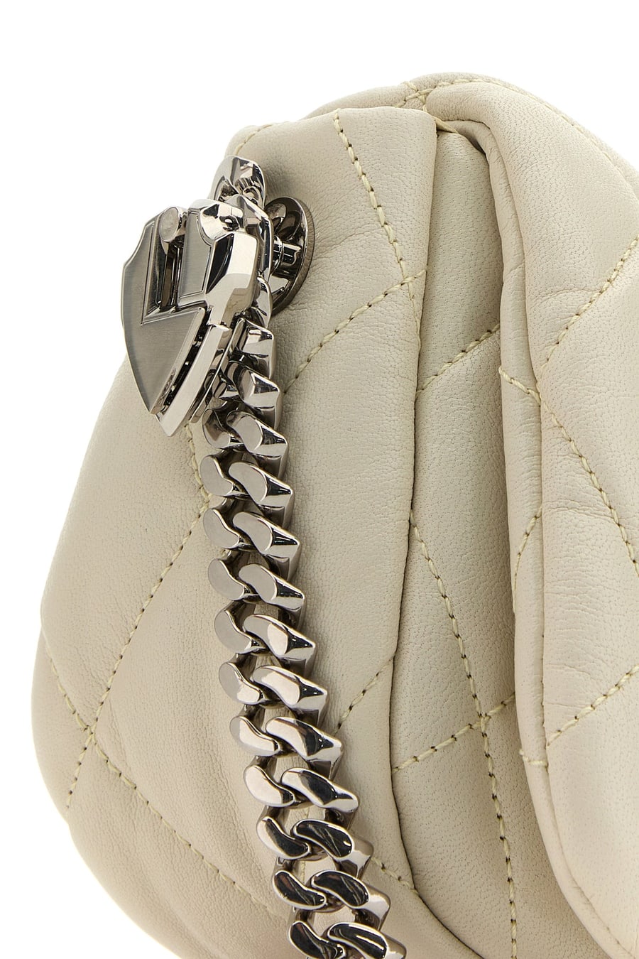 Burberry Borsa a spalla Shield Lock in pelle bianca, view 4