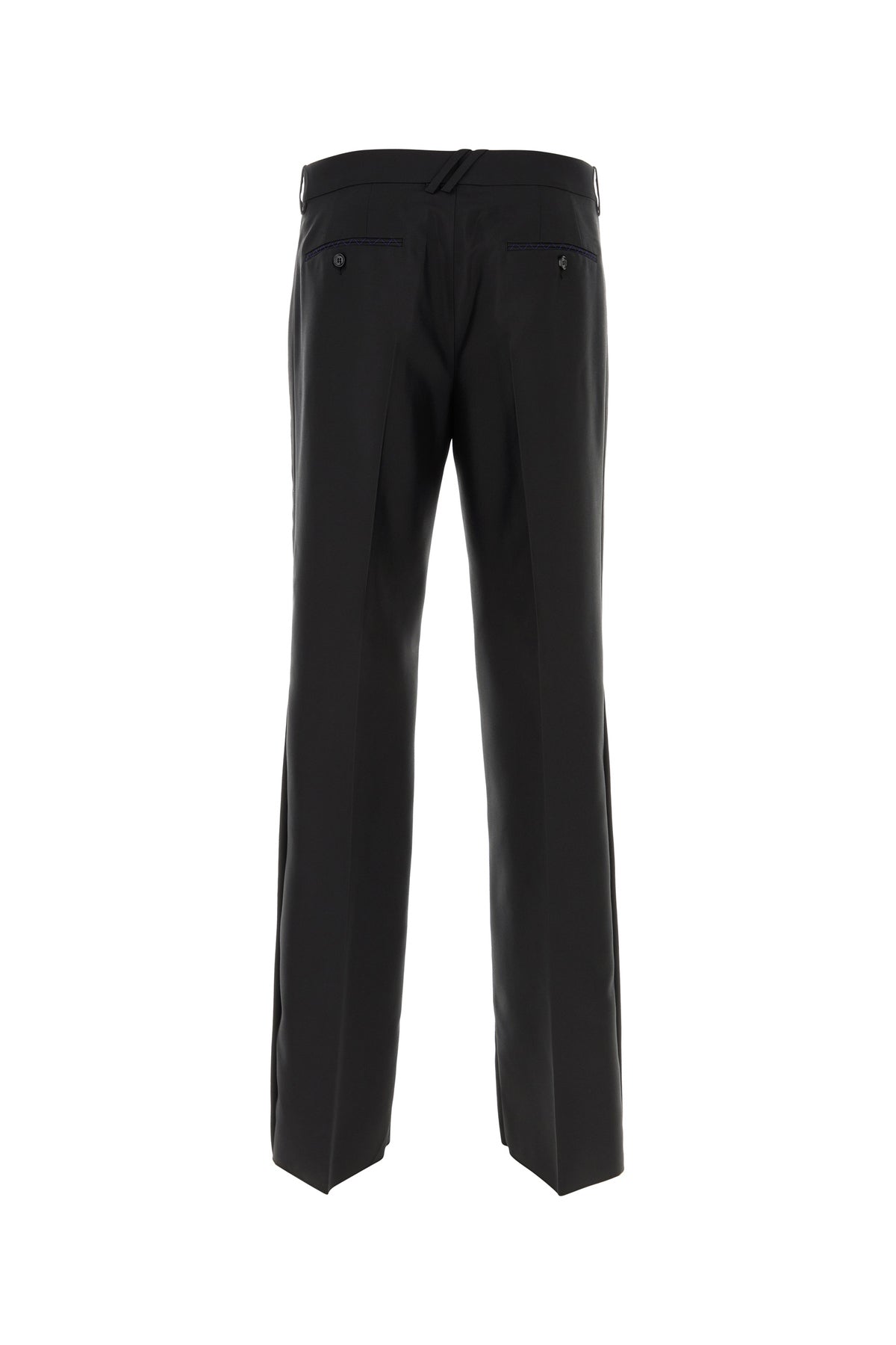 Burberry Pantalone dalla gamba ampia in misto lana nera, view 2