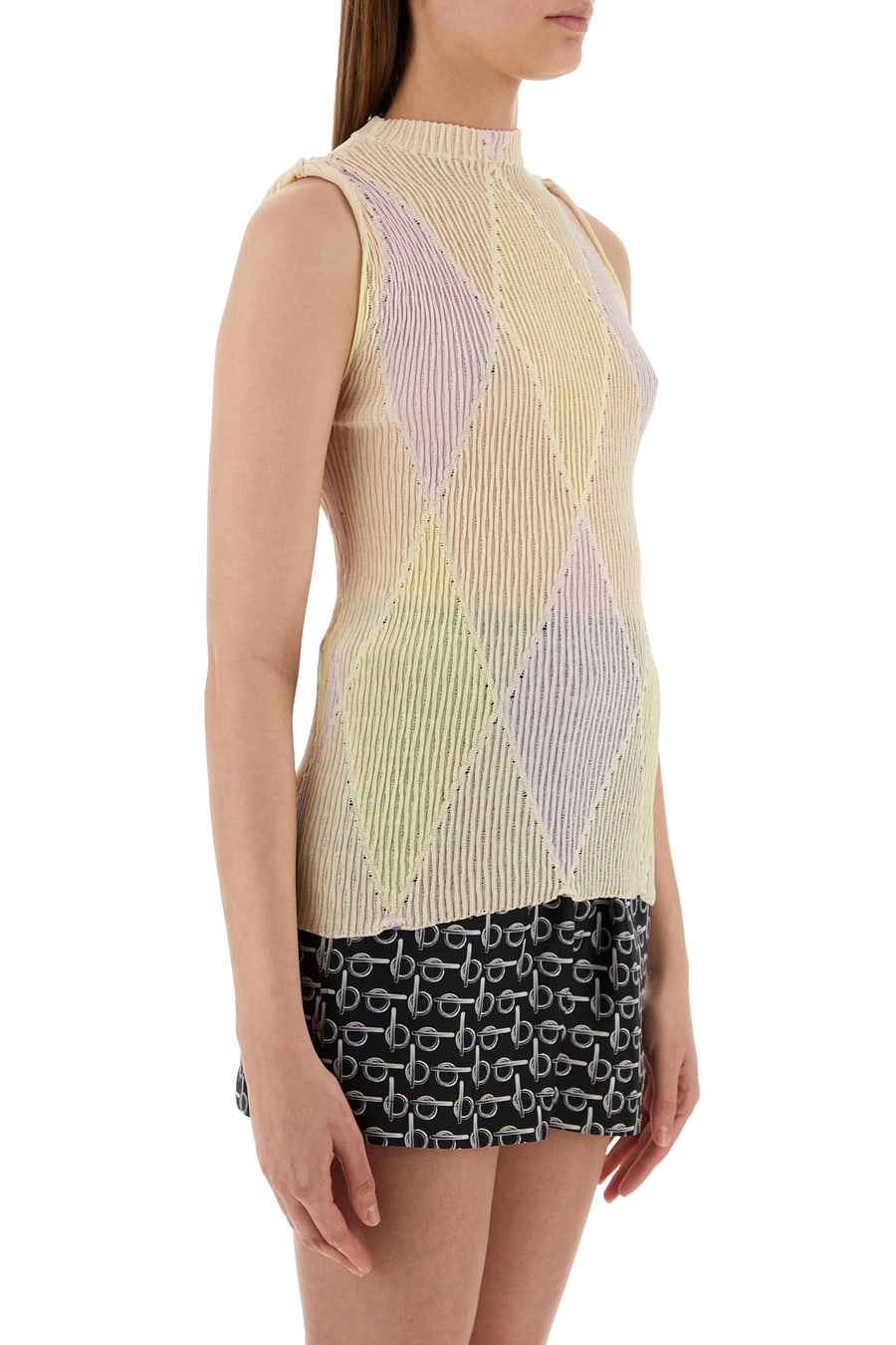 Burberry Top in misto cotone ricamato, view 3