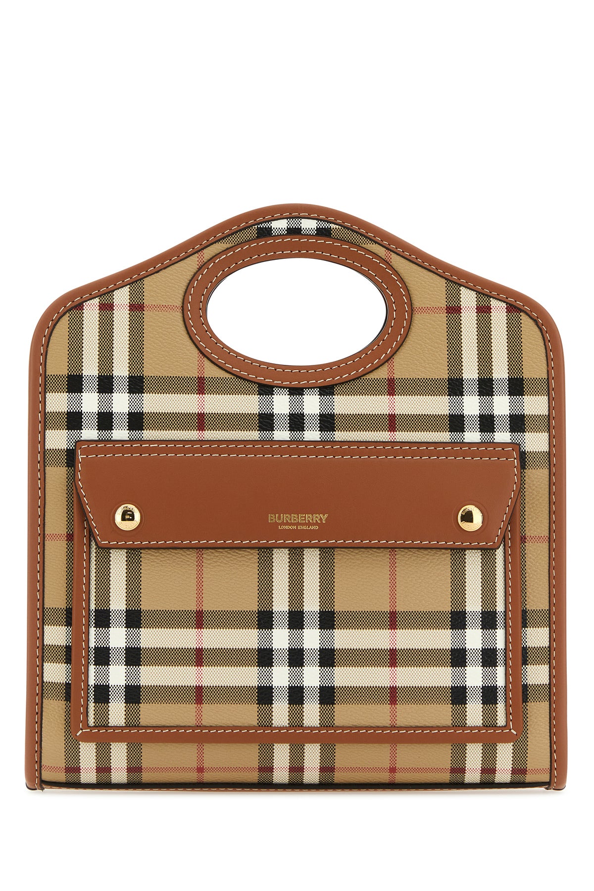 Burberry Borsa a mano Pocket mini stampata in tela e pelle