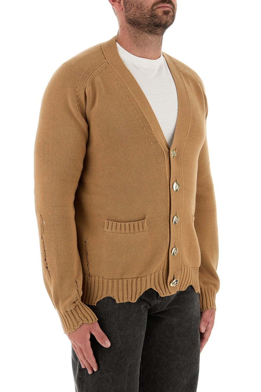 Alexander McQueen Cardigan in cotone biscotto, view 3