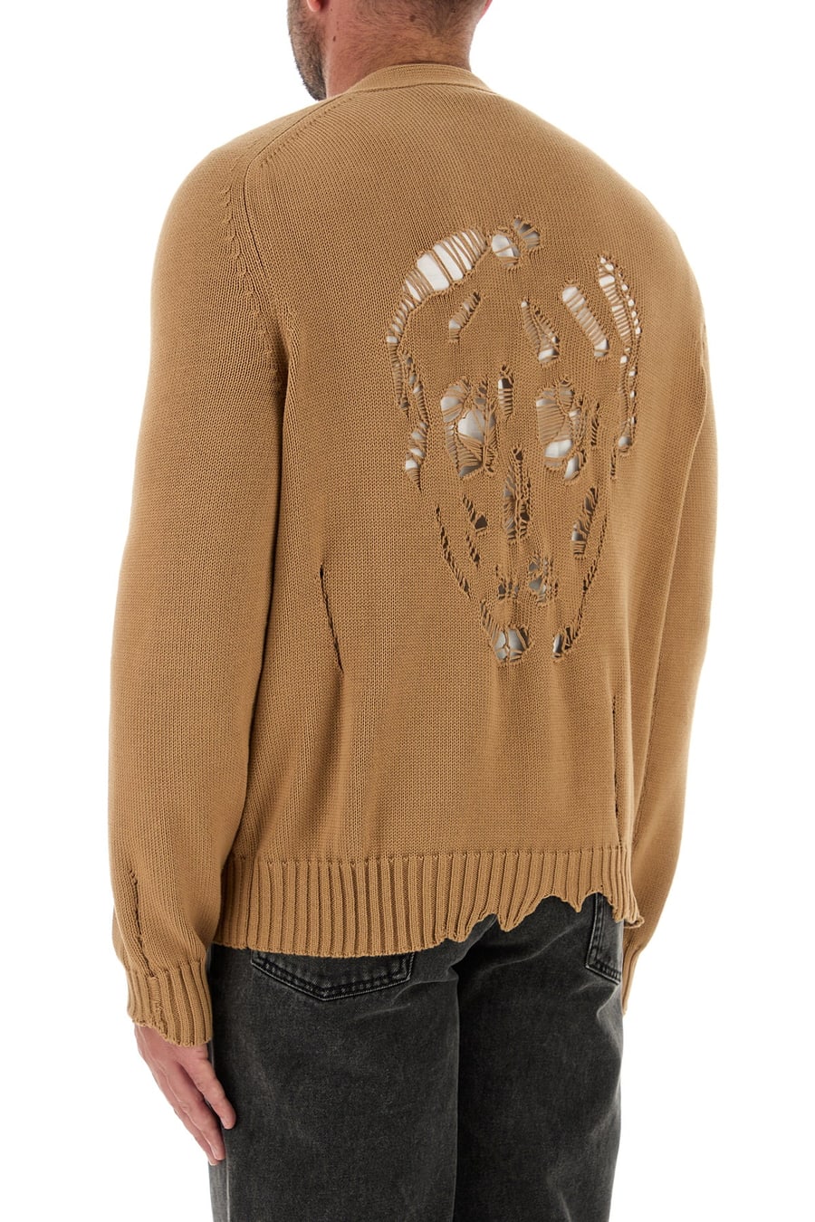 Alexander McQueen Cardigan in cotone biscotto, view 4