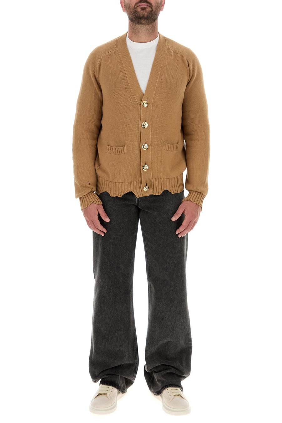 Alexander McQueen Cardigan in cotone biscotto, view 6
