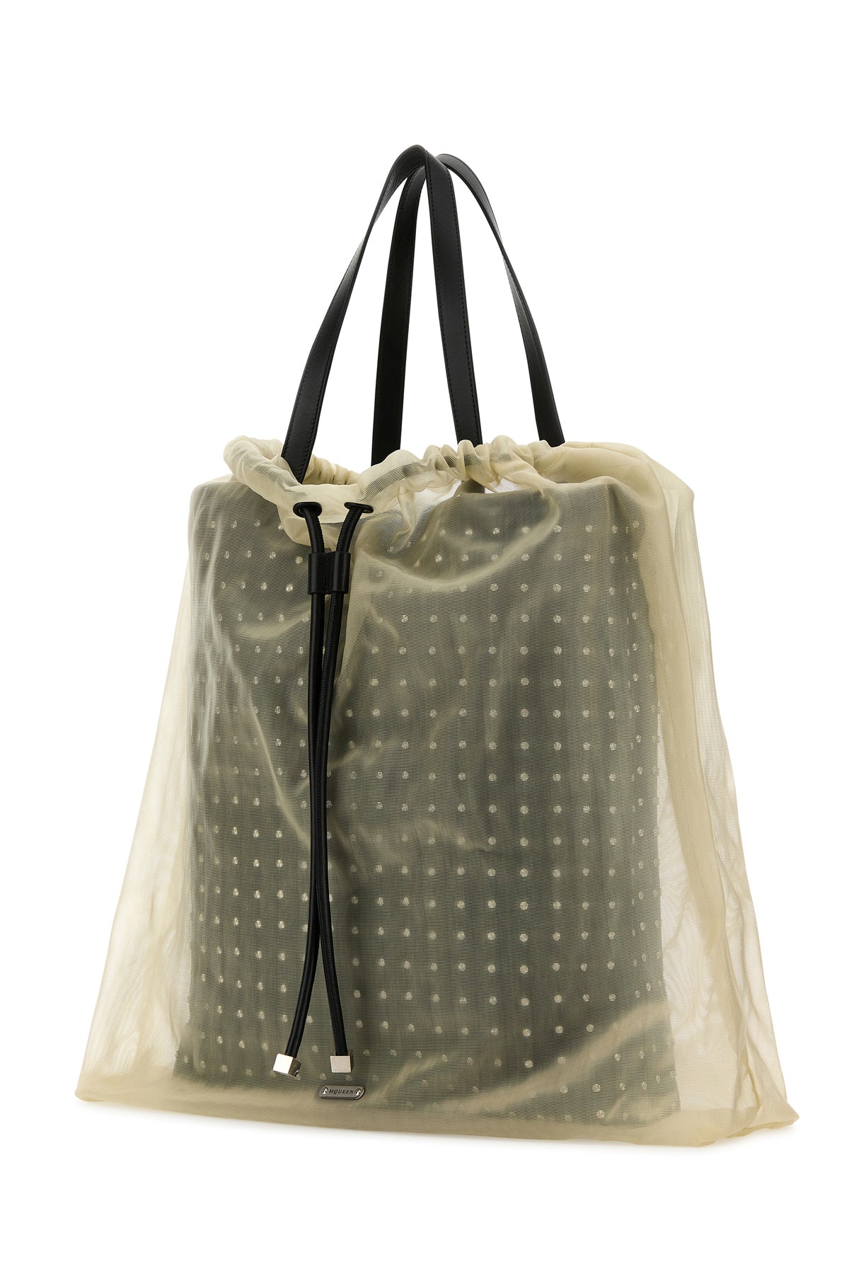 Alexander McQueen Borsa shopping Nebula bicolor in pelle e tulle, view 2