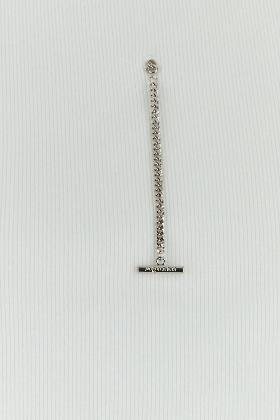 Alexander McQueen Top in cotone stretch bianco, view 3