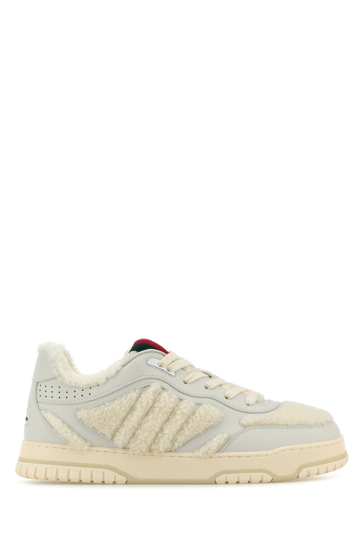 Gucci Sneakers Re-Web bianche in pelle e teddy