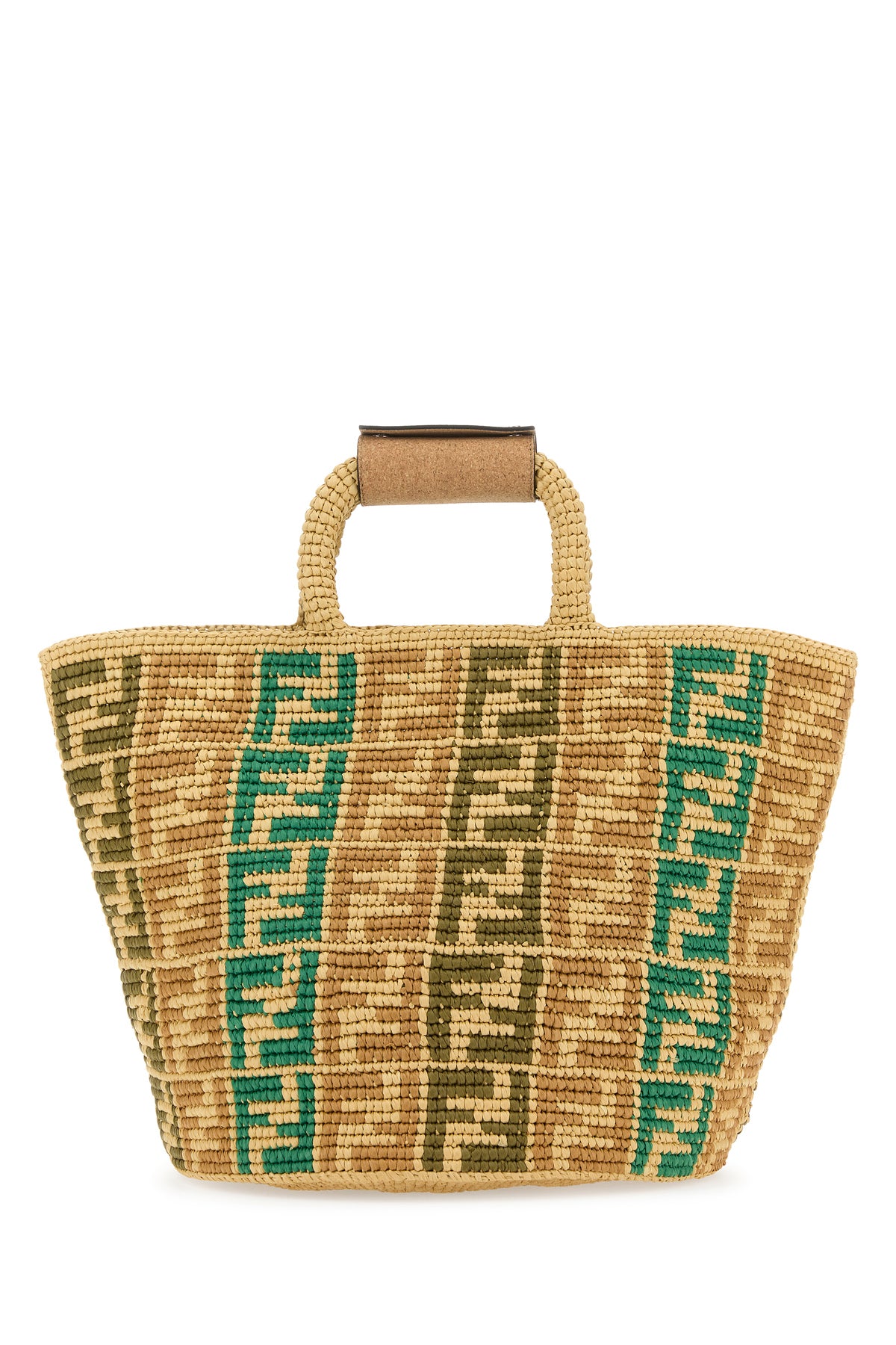 Fendi Borsa shopping FF Shopper in rafia ricamata