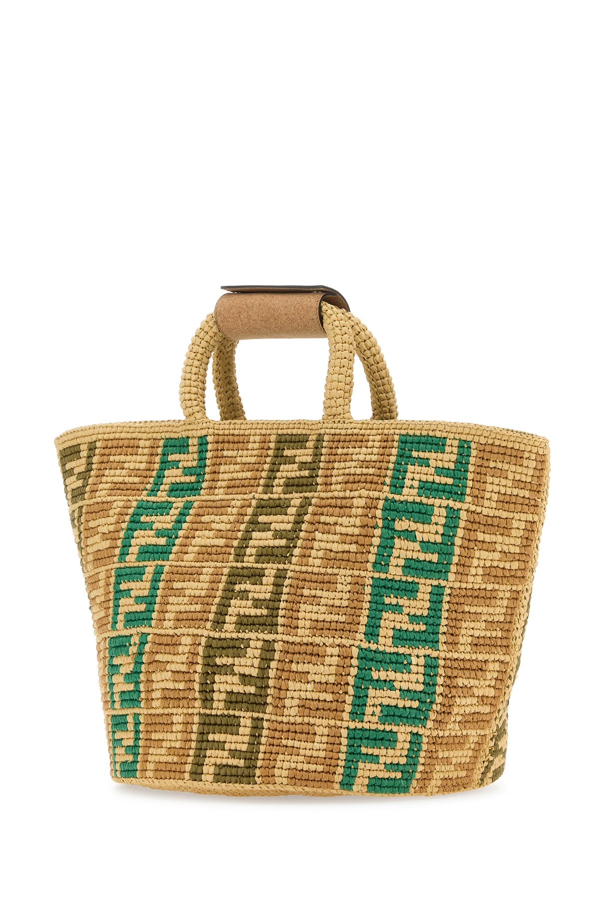 Fendi Borsa shopping FF Shopper in rafia ricamata, view 2