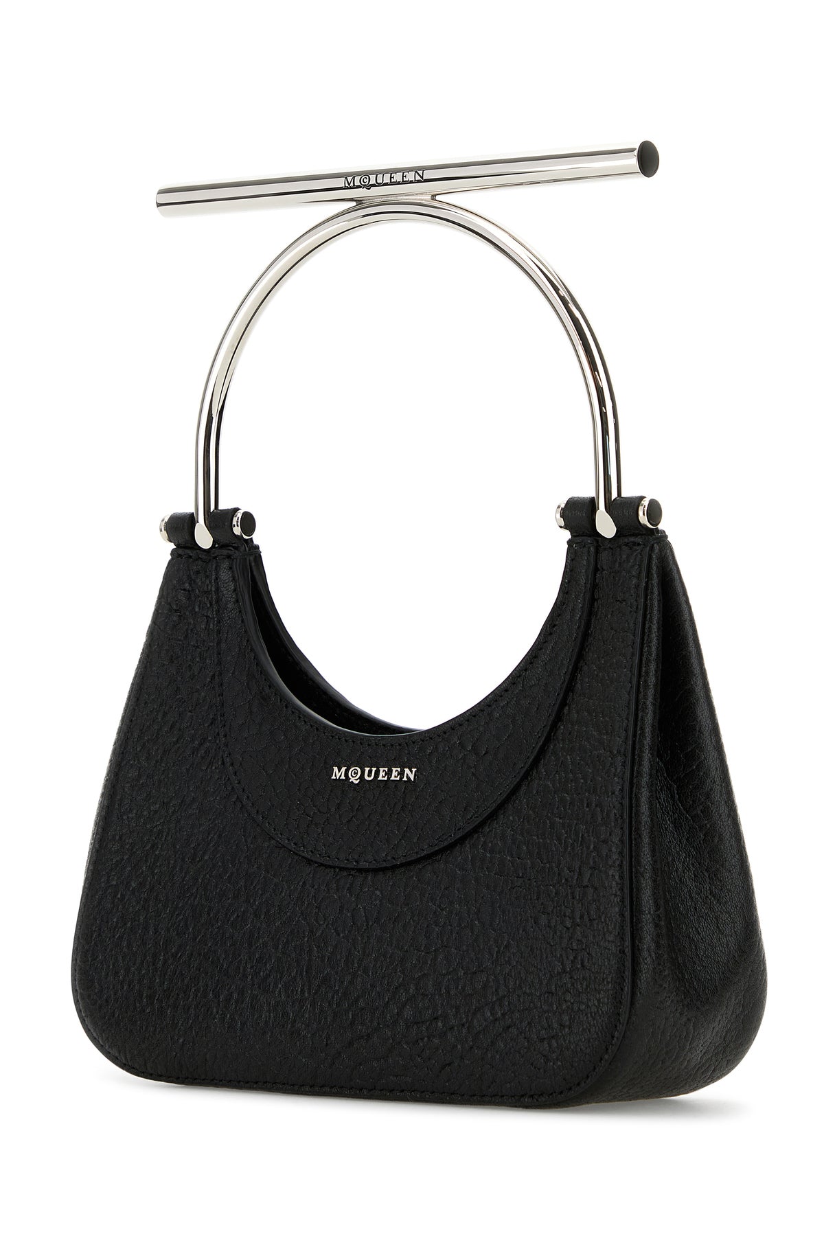 Alexander McQueen Borsa a mano Cross-Bar mini in pelle nera, view 2