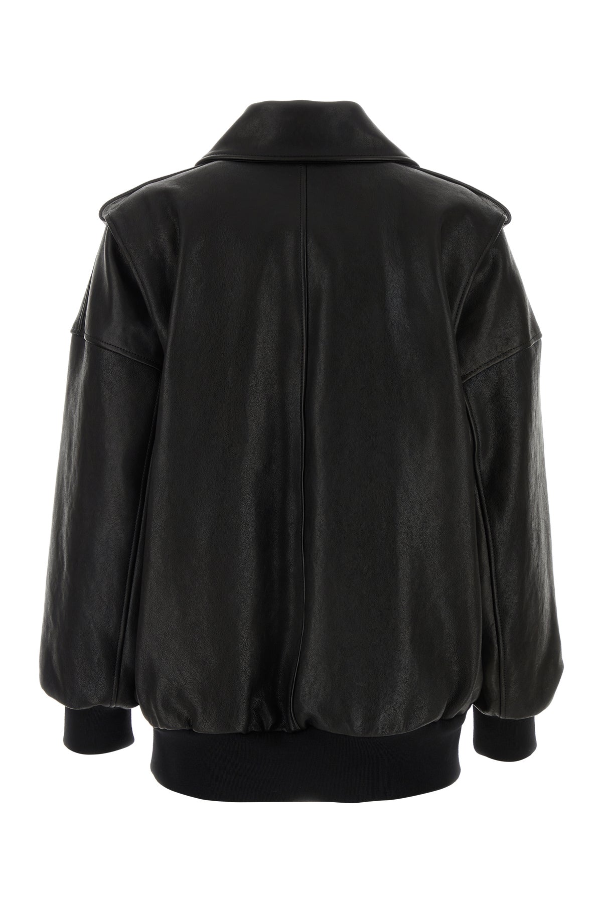 Alexander McQueen Giacca oversize in pelle nera
