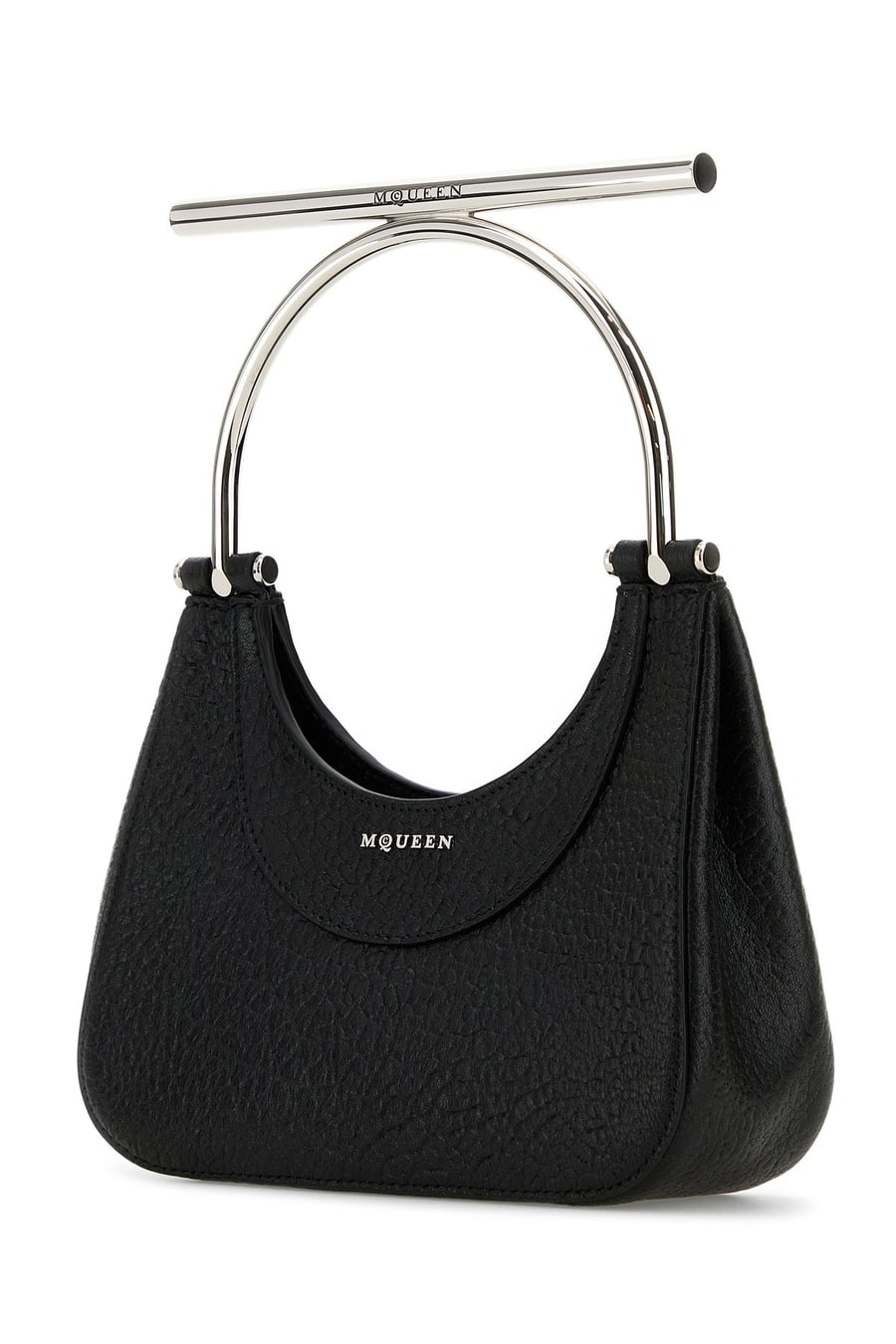 Alexander McQueen Borsa a mano Cross-Bar mini in pelle nera, view 2