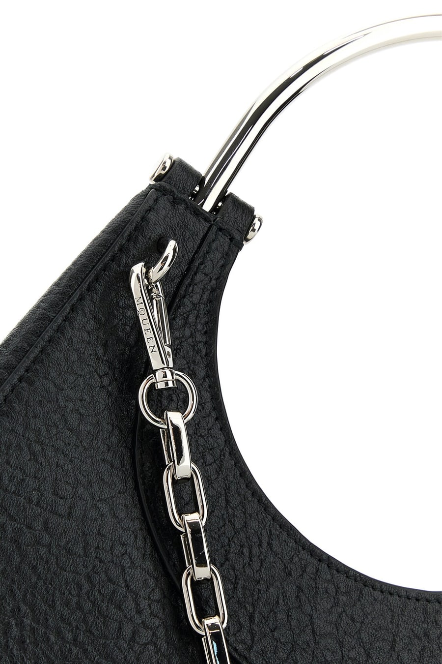 Alexander McQueen Borsa a mano Cross-Bar mini in pelle nera, view 4