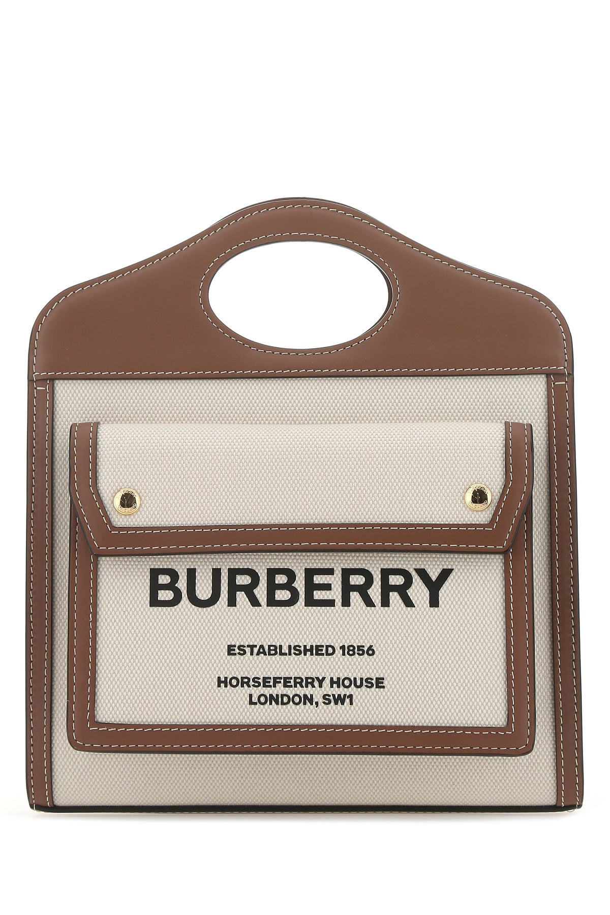 Burberry Borsa a mano Pocket mini bicolor in tela e pelle