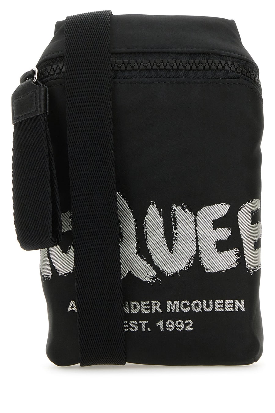 Alexander McQueen Borsa a tracolla McQueen Graffiti in tessuto nero