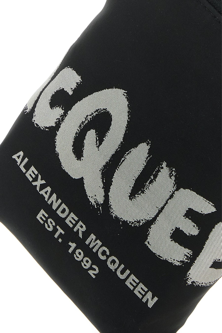 Alexander McQueen Borsa a tracolla McQueen Graffiti in tessuto nero, view 4