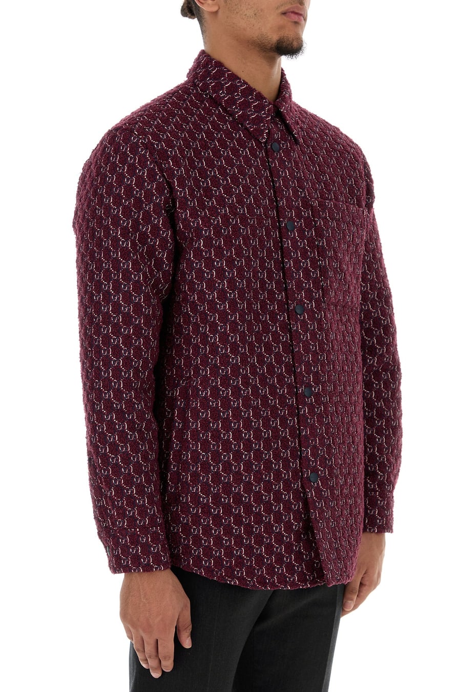 Gucci Camicia imbottita in bouclé bordeaux, view 3