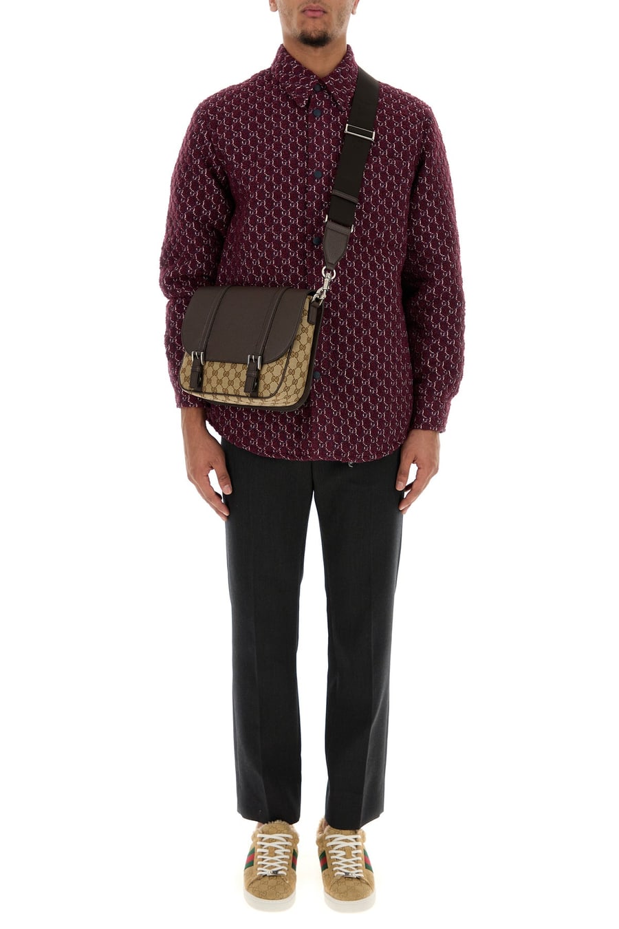 Gucci Camicia imbottita in bouclé bordeaux, view 6