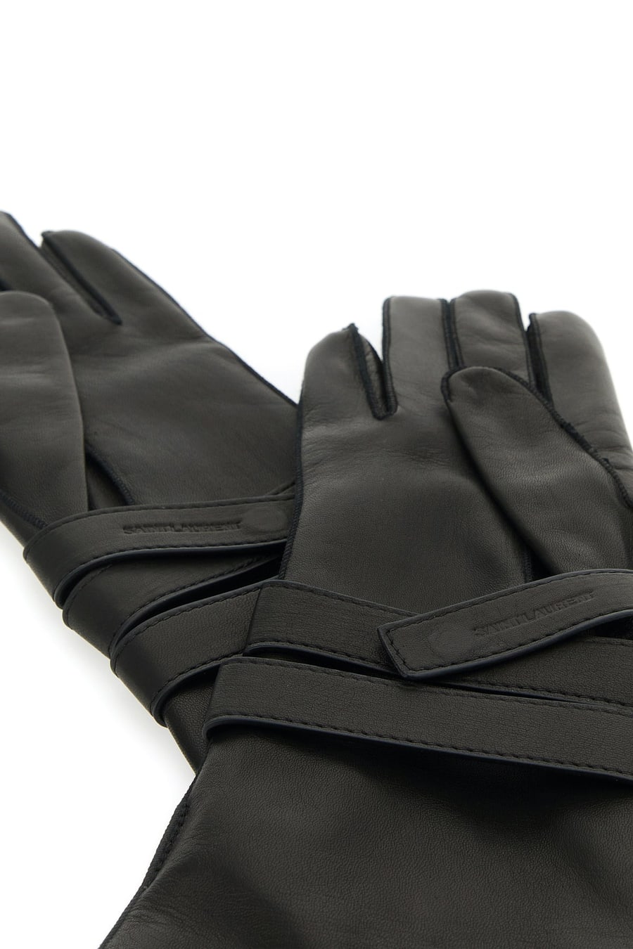 Saint Laurent Guanti in pelle nera, view 2