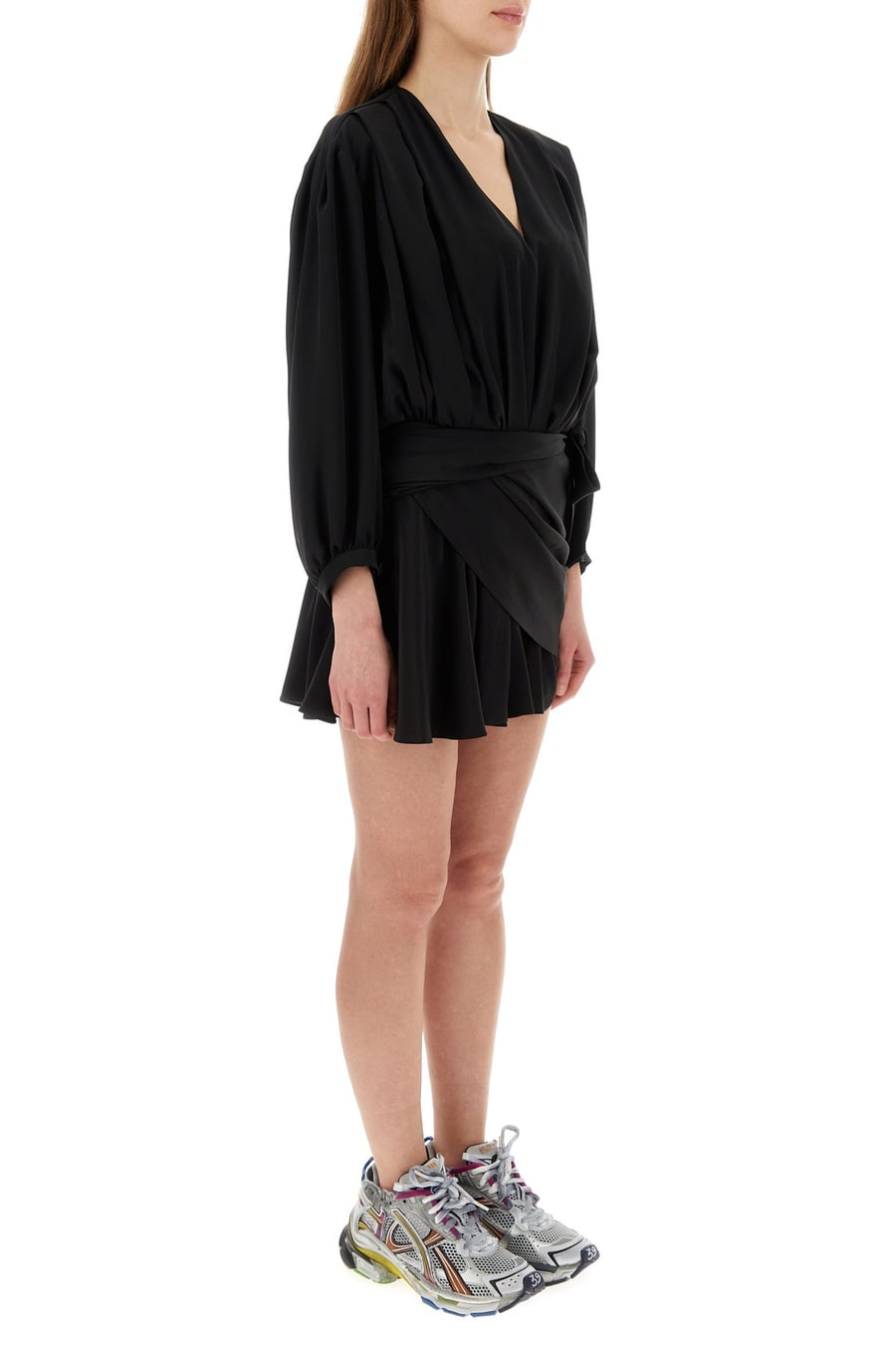 Balenciaga Mini abito in crepe nero, view 3