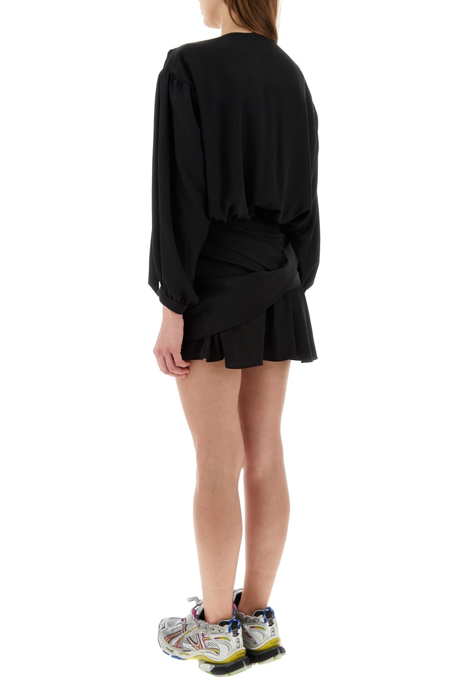 Balenciaga Mini abito in crepe nero, view 4