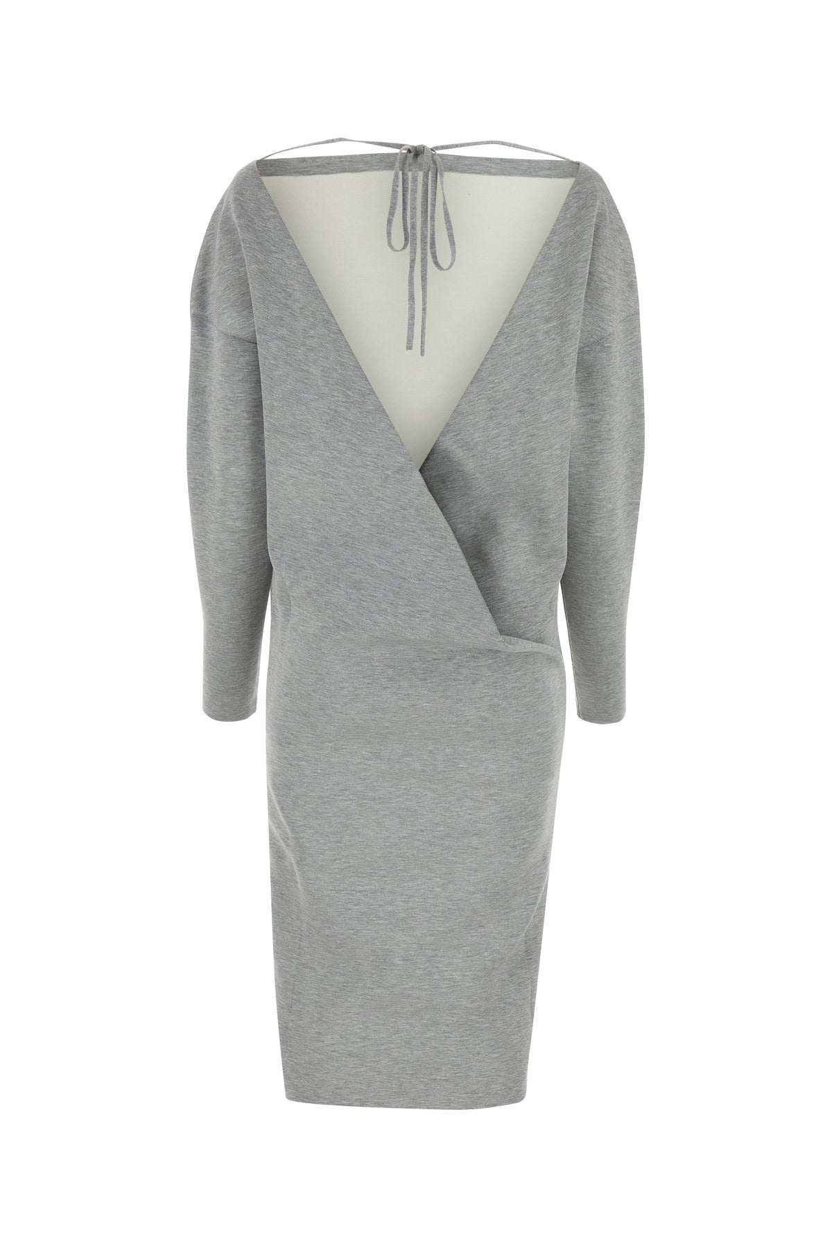 Gucci Abito in misto lana stretch grigia, view 2