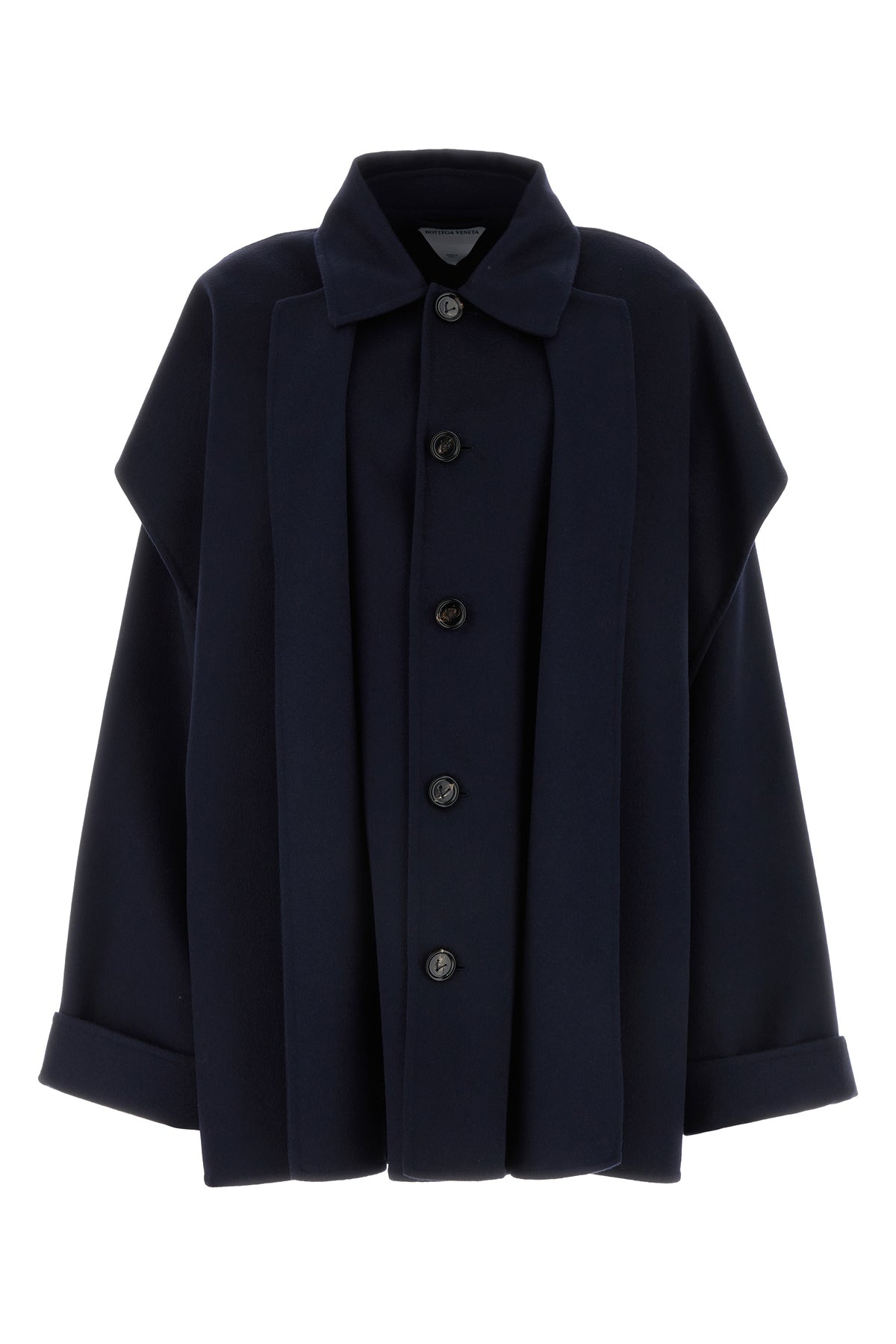 Bottega Veneta Cappotto in misto lana blu notte
