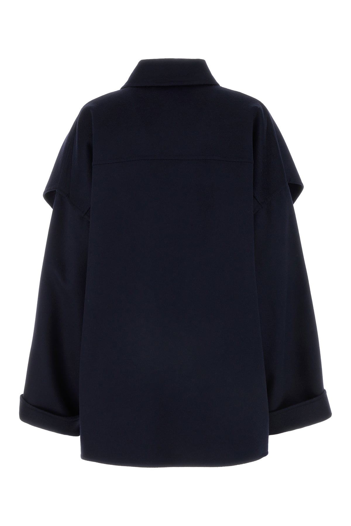 Bottega Veneta Cappotto in misto lana blu notte, view 2