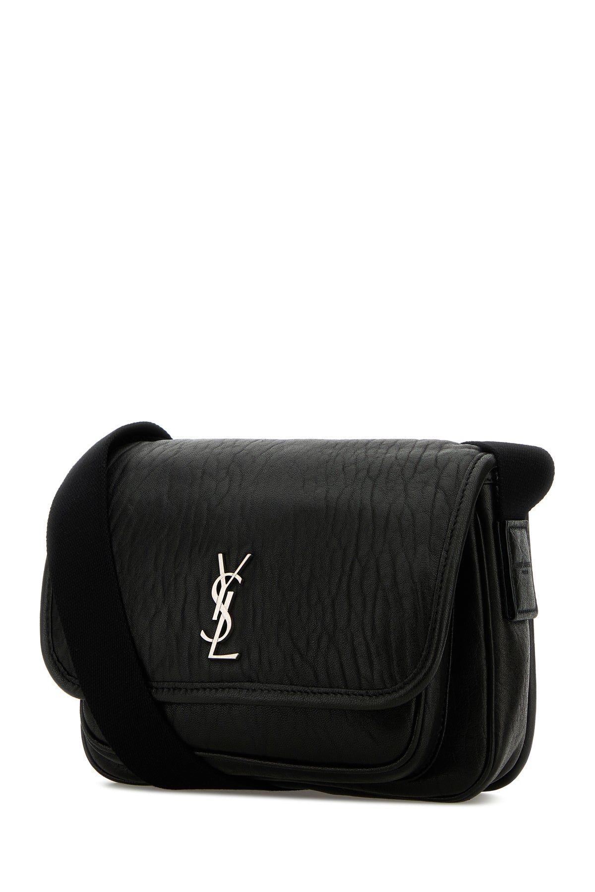 Saint Laurent Borsa a tracolla Messenger piccola in pelle nera, view 2