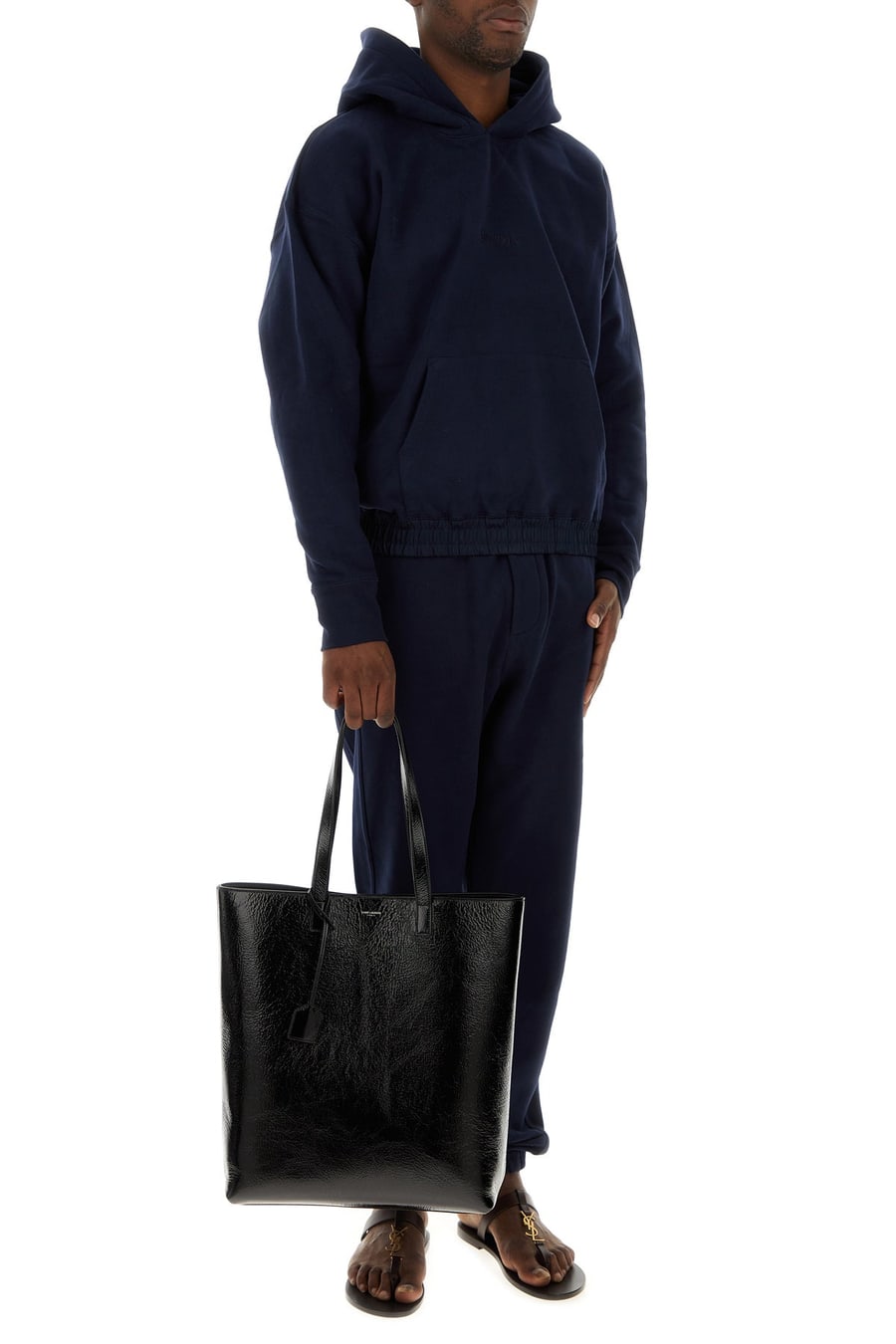 Saint Laurent Pantalone jogging in cotone blu scuro, view 6