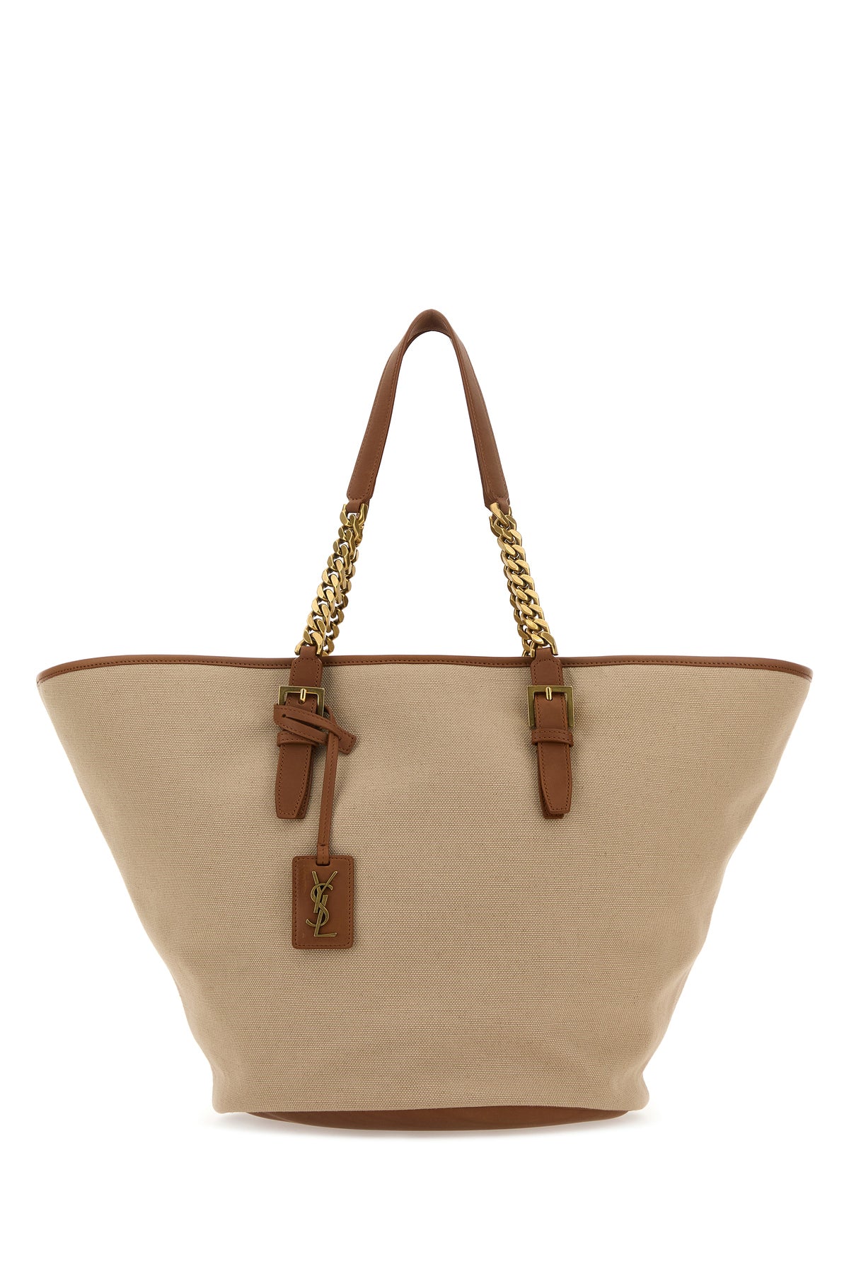 Saint Laurent Borsa shopping Panier in tela cappuccino