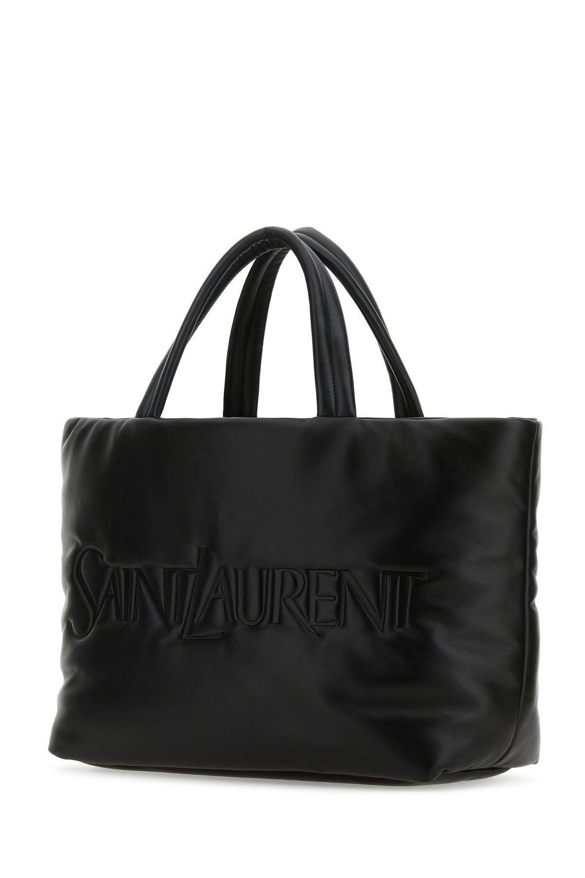 Saint Laurent Borsa shopping Saint Laurent in nappa nera, view 2